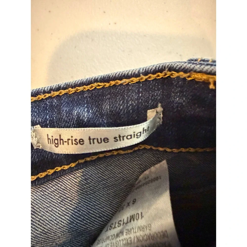 Wrangler Womens High Rise True Straight Jeans Dark Wash Denim 6x32 10MT1STST